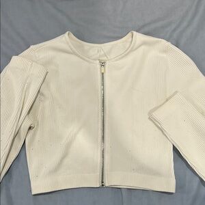 Garage White Ribbed Zip-Up Jacket